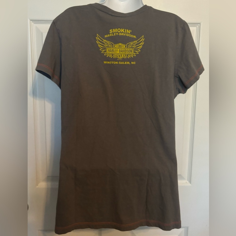 Harley Davidson Shirt Womens Large Gray LARGE Smokin Winston Salem